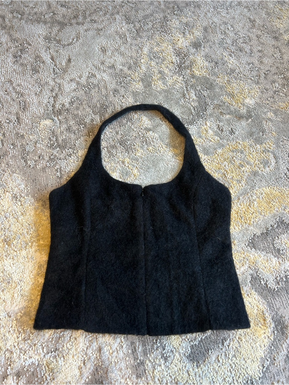 Zara Black Textured Halter Crop Top